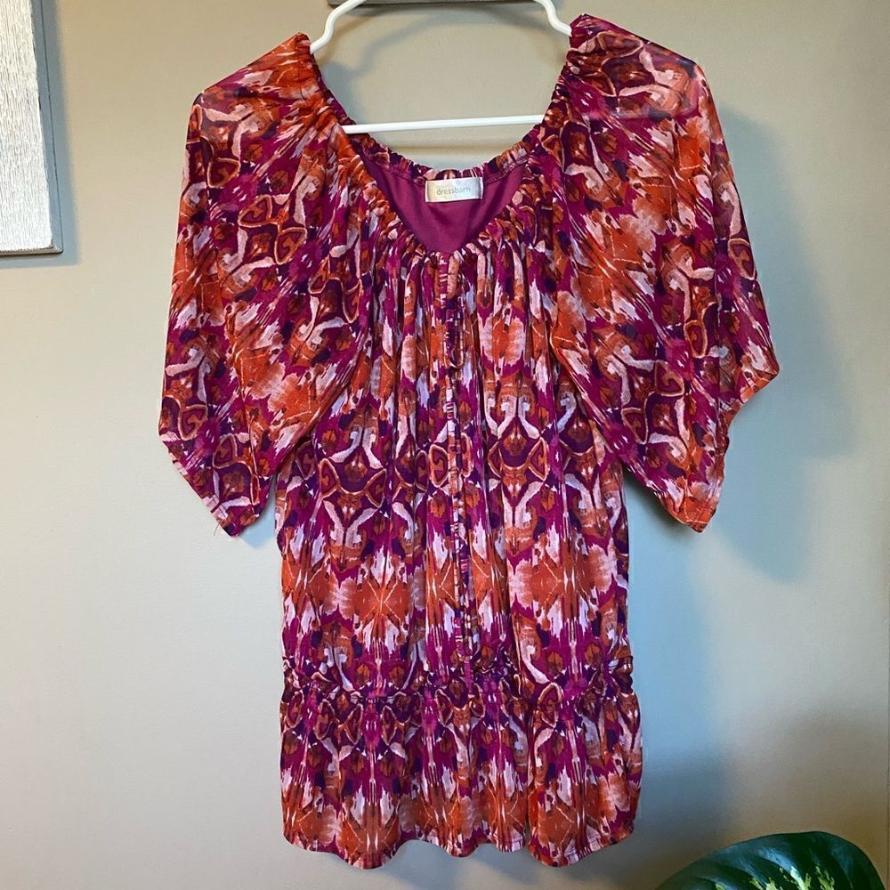 Women’s Medium Pink & Orange Dress Barn Blouse